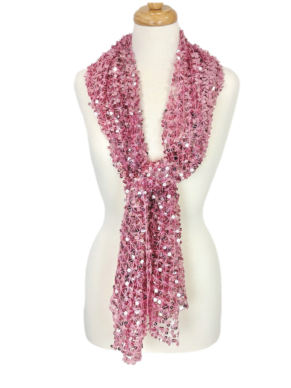 Pink sequinned scarf or shawl